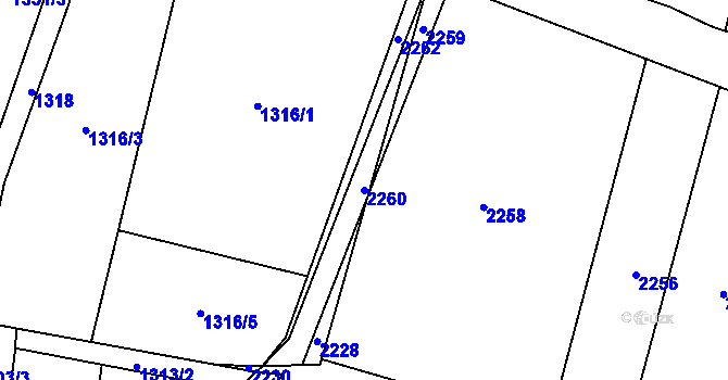 Parcela st. 2260 v KÚ Božejovice, Katastrální mapa