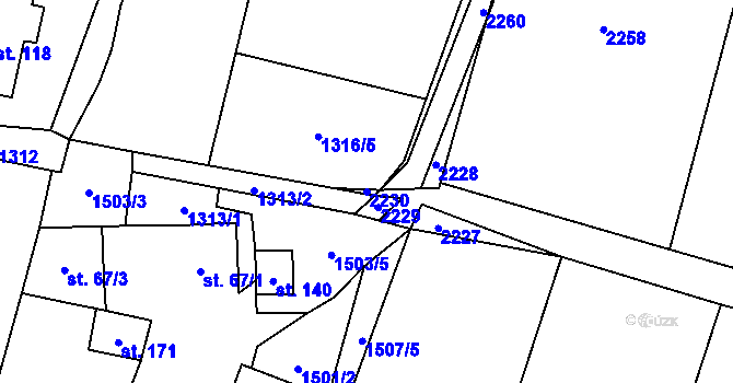 Parcela st. 2230 v KÚ Božejovice, Katastrální mapa