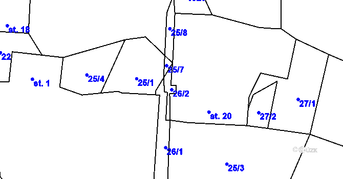 Parcela st. 26/2 v KÚ Svoříž, Katastrální mapa