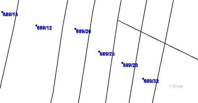 Parcela st. 689/25 v KÚ Svoříž, Katastrální mapa