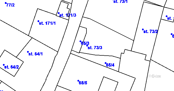 Parcela st. 73/3 v KÚ Božetice, Katastrální mapa