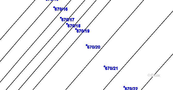 Parcela st. 670/20 v KÚ Božetice, Katastrální mapa