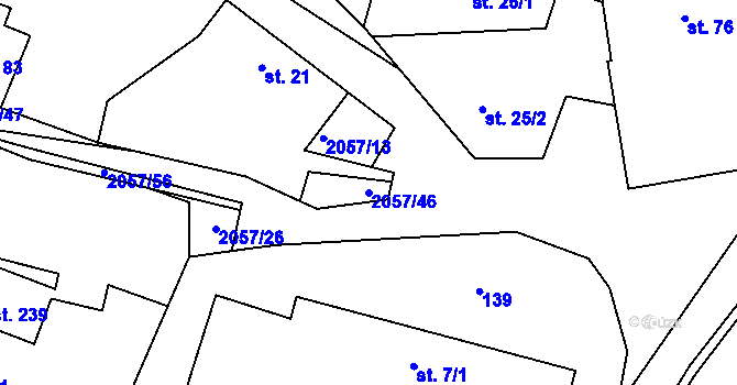Parcela st. 2057/46 v KÚ Božetice, Katastrální mapa
