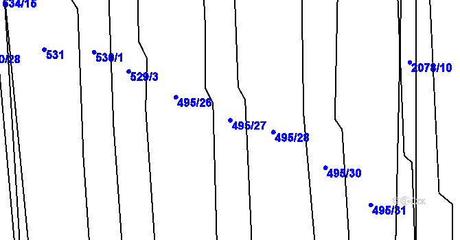 Parcela st. 495/27 v KÚ Božetice, Katastrální mapa