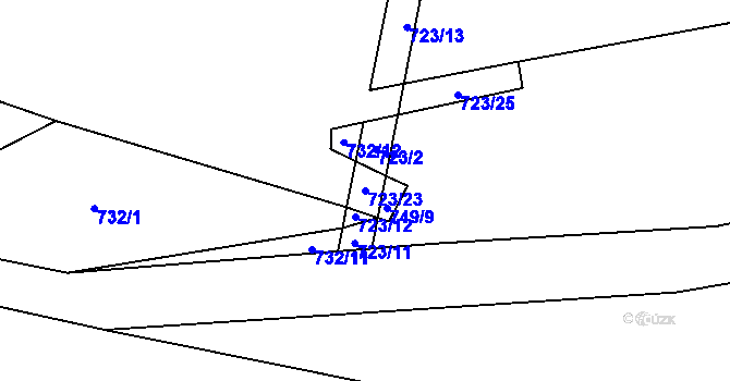 Parcela st. 723/23 v KÚ Božetice, Katastrální mapa