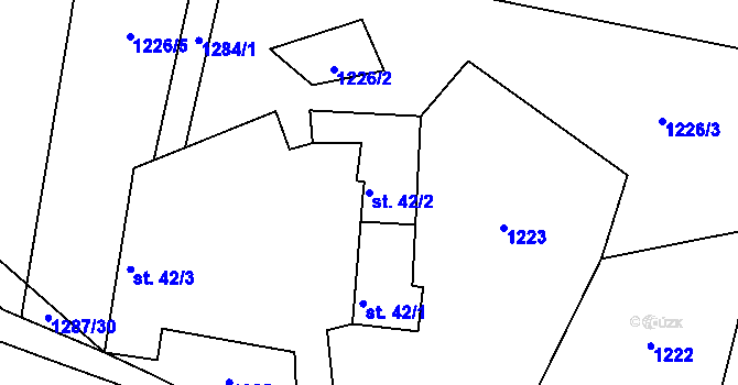 Parcela st. 42/2 v KÚ Radihošť, Katastrální mapa