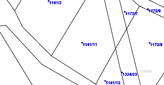Parcela st. 1141/11 v KÚ Radihošť, Katastrální mapa