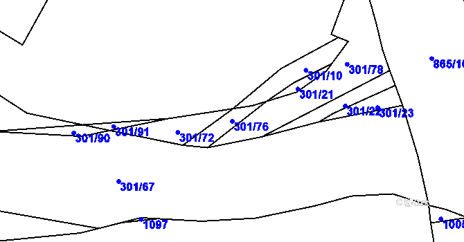 Parcela st. 301/76 v KÚ Boží Dar, Katastrální mapa