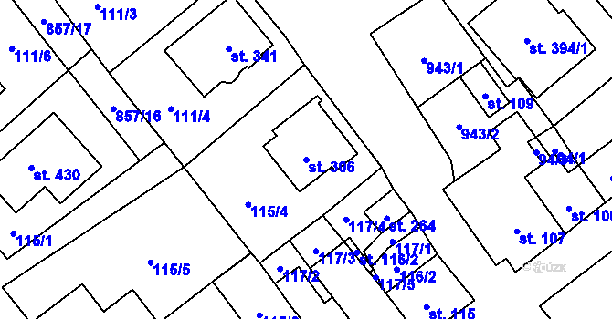 Parcela st. 306 v KÚ Boží Dar, Katastrální mapa