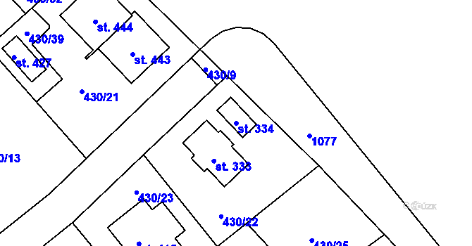 Parcela st. 334 v KÚ Boží Dar, Katastrální mapa