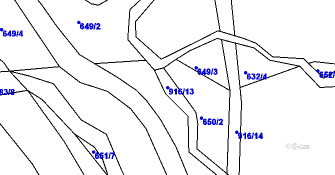 Parcela st. 916/13 v KÚ Boží Dar, Katastrální mapa