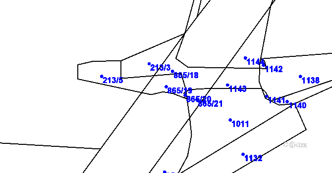 Parcela st. 865/19 v KÚ Boží Dar, Katastrální mapa