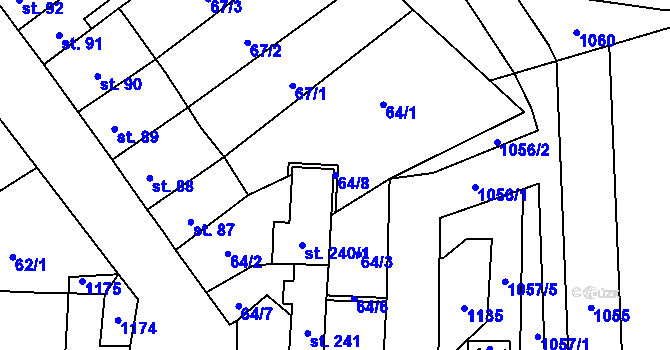 Parcela st. 64/8 v KÚ Boží Dar, Katastrální mapa