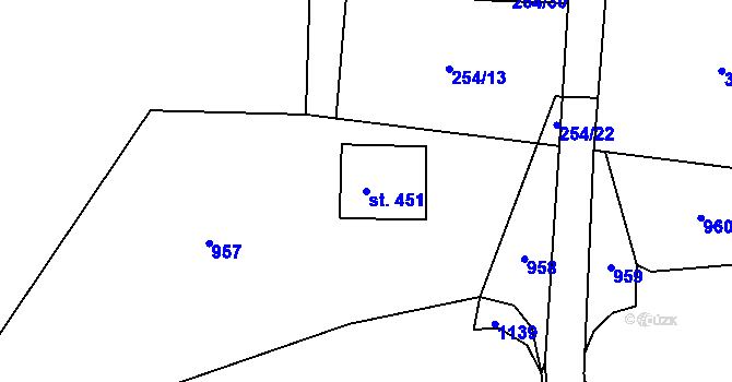 Parcela st. 451 v KÚ Boží Dar, Katastrální mapa