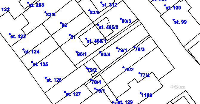 Parcela st. 80/4 v KÚ Boží Dar, Katastrální mapa
