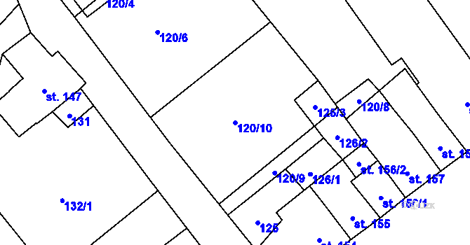 Parcela st. 120/10 v KÚ Boží Dar, Katastrální mapa