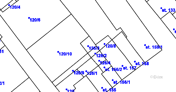 Parcela st. 126/3 v KÚ Boží Dar, Katastrální mapa