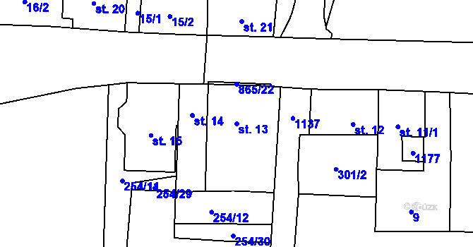 Parcela st. 13 v KÚ Boží Dar, Katastrální mapa