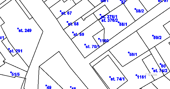 Parcela st. 70/1 v KÚ Boží Dar, Katastrální mapa