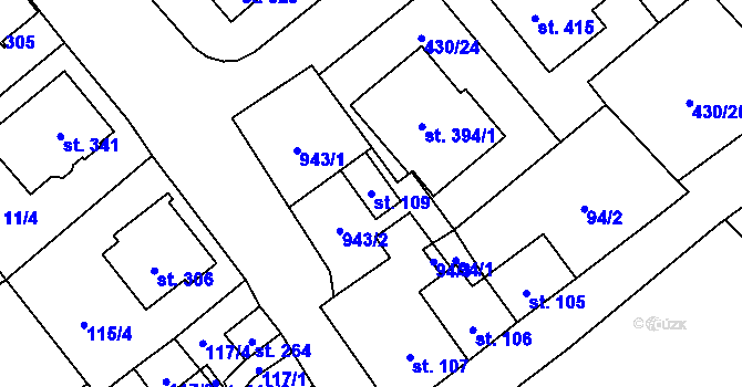 Parcela st. 109 v KÚ Boží Dar, Katastrální mapa