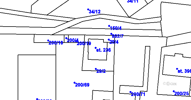Parcela st. 236 v KÚ Boží Dar, Katastrální mapa