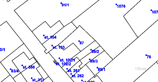Parcela st. 87 v KÚ Boží Dar, Katastrální mapa