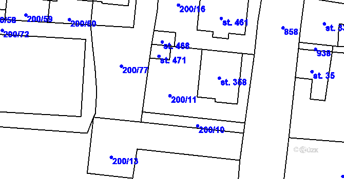 Parcela st. 200/11 v KÚ Boží Dar, Katastrální mapa