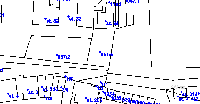 Parcela st. 857/5 v KÚ Boží Dar, Katastrální mapa