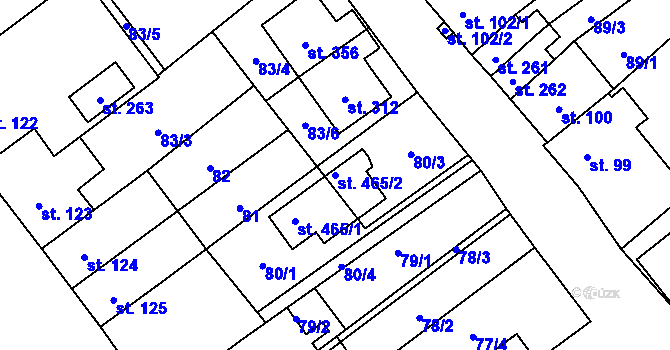 Parcela st. 465/2 v KÚ Boží Dar, Katastrální mapa