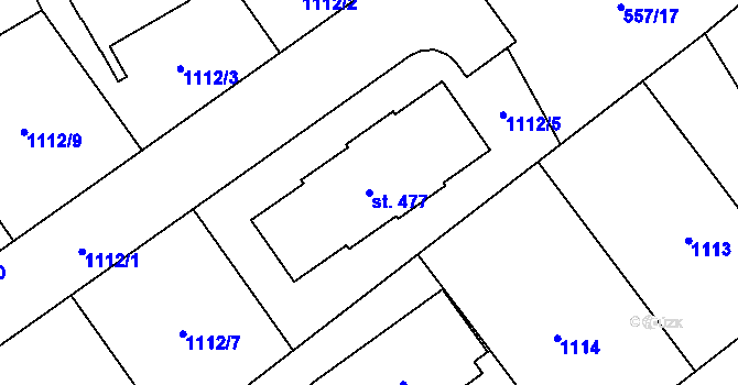 Parcela st. 477 v KÚ Boží Dar, Katastrální mapa