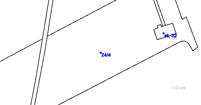 Parcela st. 24/4 v KÚ Ryžovna, Katastrální mapa