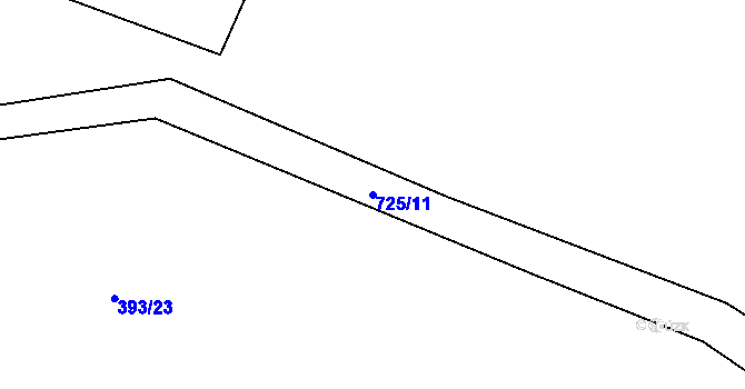 Parcela st. 725/11 v KÚ Ryžovna, Katastrální mapa