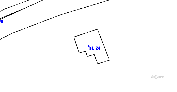 Parcela st. 24 v KÚ Ryžovna, Katastrální mapa