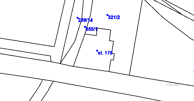 Parcela st. 178 v KÚ Ryžovna, Katastrální mapa