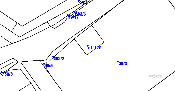 Parcela st. 179 v KÚ Ryžovna, Katastrální mapa