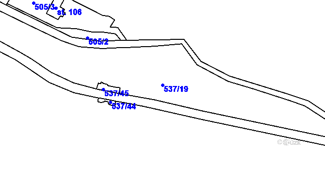 Parcela st. 537/19 v KÚ Ryžovna, Katastrální mapa