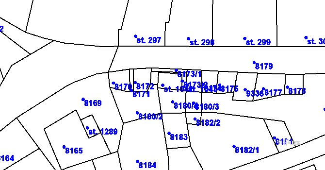 Parcela st. 1042 v KÚ Božice, Katastrální mapa