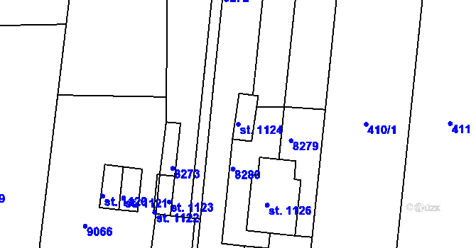 Parcela st. 1124 v KÚ Božice, Katastrální mapa