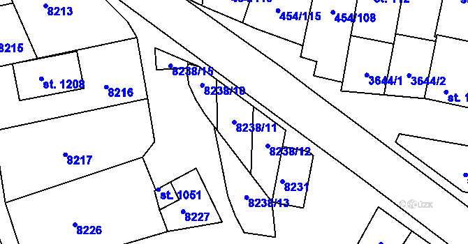 Parcela st. 8238/11 v KÚ Božice, Katastrální mapa