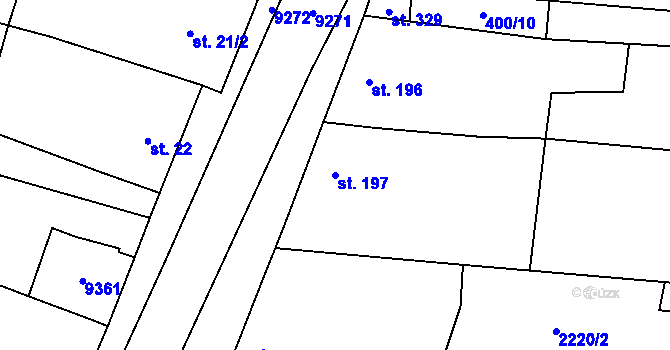 Parcela st. 197 v KÚ Božice, Katastrální mapa