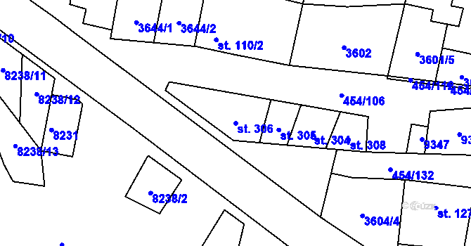 Parcela st. 306 v KÚ Božice, Katastrální mapa