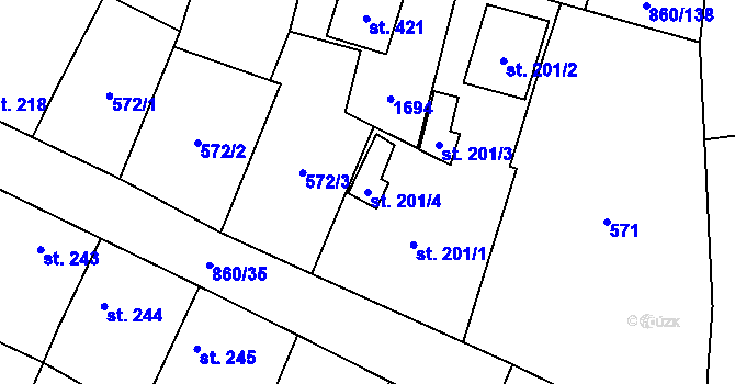 Parcela st. 201/4 v KÚ České Křídlovice, Katastrální mapa