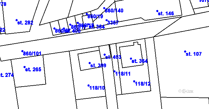 Parcela st. 403 v KÚ České Křídlovice, Katastrální mapa