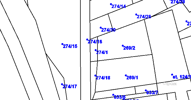 Parcela st. 274/1 v KÚ České Křídlovice, Katastrální mapa