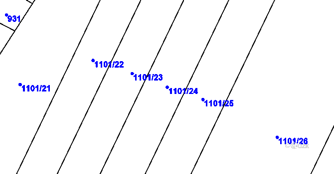 Parcela st. 1101/24 v KÚ České Křídlovice, Katastrální mapa