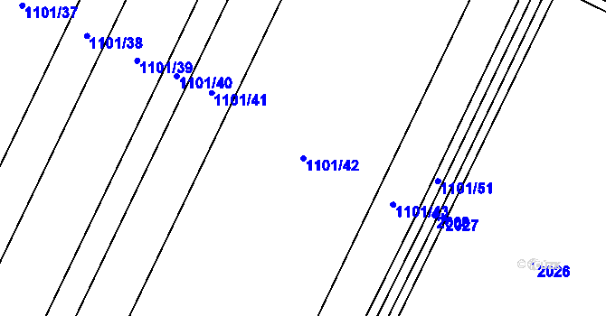 Parcela st. 1101/42 v KÚ České Křídlovice, Katastrální mapa