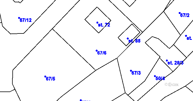 Parcela st. 67/6 v KÚ Jimlíkov, Katastrální mapa