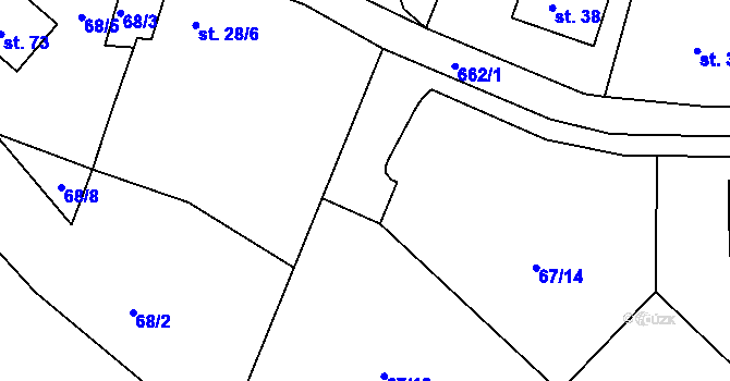 Parcela st. 67/15 v KÚ Jimlíkov, Katastrální mapa