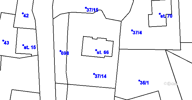 Parcela st. 66 v KÚ Jimlíkov, Katastrální mapa