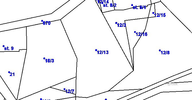 Parcela st. 12/13 v KÚ Jimlíkov, Katastrální mapa